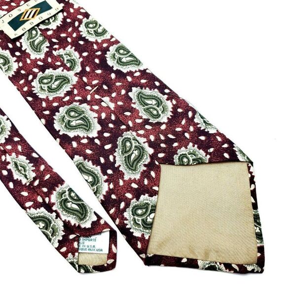 Joseph Abboud Silk Tie Print Brownish Red Floral Paisley Wide - Picture 5 of 6
